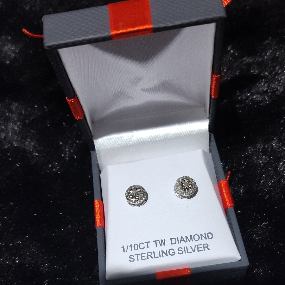 Elegant Sterling Silver Diamond Earrings